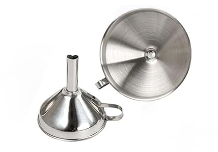 Stainless Steel Funnel, Kitchen Funnels with Handles, Sizes Large to Small Funnels for Transferring for Transferring Fluid,Liquid,Oil,Powder,and Making Jam (13CM)