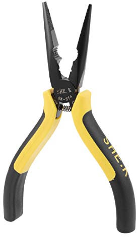sourcing map Needle Nose Pliers 6-Inch with Side Cutter, Forged from Chrome-Vanadium Steel, Black Phosphate