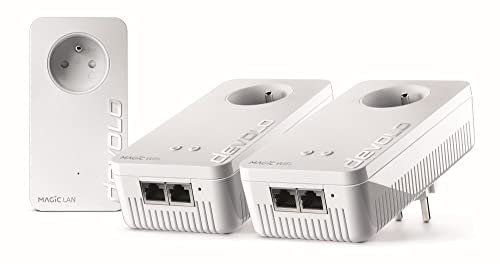 devolo Magic 2 WiFi 5 (ac) Multiroom Kit : 3x Adaptateurs CPL WiFi, Prise Gigogne (2400 Mbits, 5x Ports Gigabit Ethernet) idéal télétravail et streaming, prise française