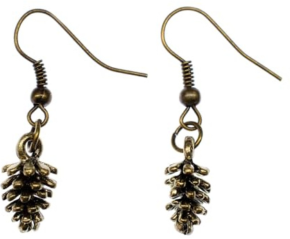 cônes de cône de pin pin Miniblings Boucles d'oreille cintre pin pin cônes de bronze - Bijoux fantaisie main argenté Boucles d'oreille