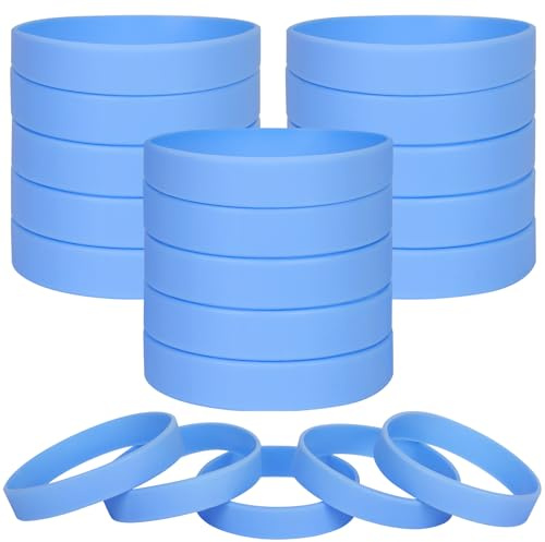 LVNRIDS Braccialetti in silicone 100 pezzi Azzurro, 20.2 cm Braccialetti Elastici in Gomma per Feste Eventi Sportive, Riutilizzabile Braccialetto Colorati per Uomo Donna