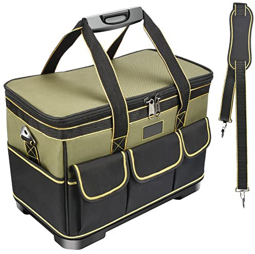 Oumuik Wasserdichte Werkzeugtasche, Groß faltbare grüne Werkzeugtasche, 40x 23 x 28cm, Familienspezifische Werkzeugtasche, Professionelle Werkzeugtasche