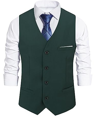 Allthemen Gilet Costume de Gilet Homme sans manches coupe slim à col en V pour les mariages d'affaires