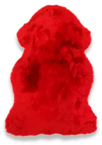 Leibersperger Premium Lammfell aus Merino 100 x 60 cm – Erhältlich in vielen Farben – Sehr pflegeleicht – Gemütlich und wärmend – Strapazierfähig – Lange Haltbarkeit(rot)