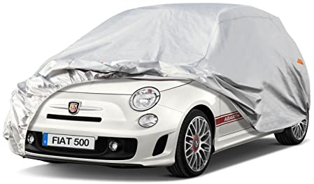 Kayme Autoabdeckung Wasserdicht Atmungsaktiv Passend für FIAT 500(2010-2015), Vollgarage Autoplane für Regen Sonne Staub Schutz, Auto Abdeckplane Faltgarage Abdeckung im Winter(3-7 Tage liefern)