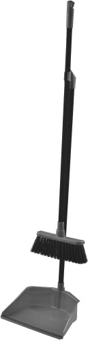 Essentials Long Handle Dustpan & Brush Grey/Black