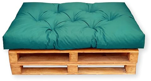4L Textil Palettenkissen waschbar Palettenauflagen Outdoor Europaletten Sitzkissen Rückenlehne Seitenkissen wetterfest (Sitzkissen 120x80 cm, Grün Uv-beständig)