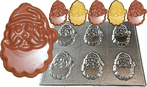 dennycraftmoulds.co.uk Small Flat Santa Face Chocolate Mould 6 Cavities Make Father Christmas Treats, Transparent