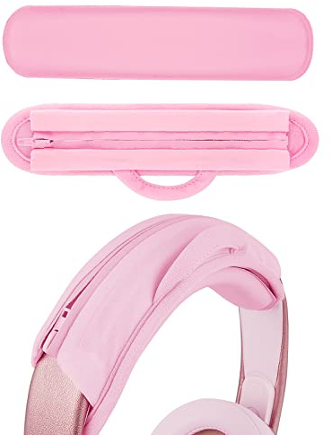 Geekria Medium skyddsöverdrag för pannband i proteilläder + padset, skydd, utan verktyg, kompatibelt med hörlurar i medelstorlek (passar pannbandsdiameter ca 3,1 cm/1,22) (Rosa)