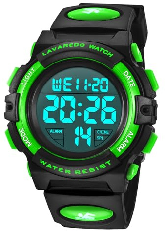 aswan watch Digitaluhr Kinder Mädchen Jungen mit Wecker,Stoppuhr,LED Licht,Datum-Sport Armbanduhr mit Silikonarmband-S/M