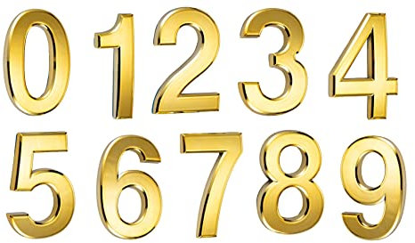 3in 3D Mailbox Numbers house numbers Adhesive door number Waterproof Address Numbers front door number Stickers for House Mailbox home address numerals (Gold 0-9)