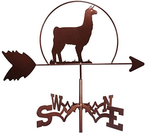CAZARU Kreative Alpaka-Skulpturen, Metall-Wetterfahne, Vintage-Wetterfahne, Hohle Windrichtungsanzeige, Messwerkzeuge für Outdoor-Garten, Dach, Paddock-Dekoration
