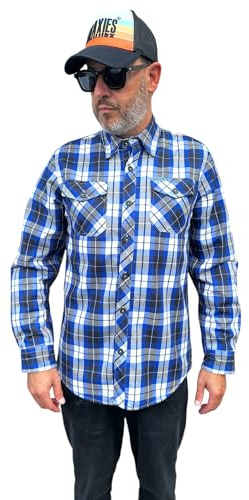 DRAXIES Chemise Flanelle Homme [Modèle 2024 - Promo Hiver - Stock limité] - Manches Longues - Fourrure - A Carreaux - Bleue - Blue Monday - L
