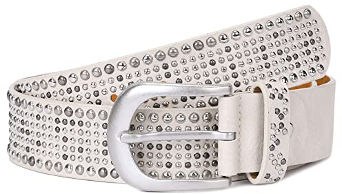 irisaa Damen Gürtel Breiter Nietengürtel im Vintage-Look, Jeansgürtel