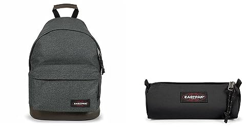 EASTPAK WYOMING Rucksack, 40 cm, 24 L, Black Denim (Grau) & BENCHMARK SINGLE Federmäppchen, 21 cm, Schwarz (Black)