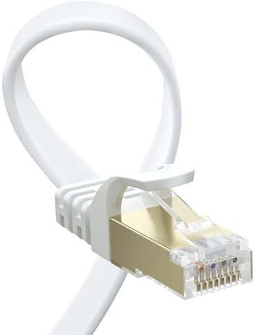 BUSOHE Cat 8 LAN Kabel 4Meter, 40Gbps Flaches Netzwerkkabel Ethernet Weiß | Hochgeschwindigkeits Gigabit RJ45 Patchkabel, Internet Flachband Kompatibel mit Router, Modem, PC, Laptop