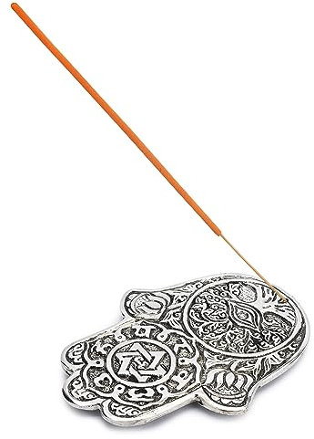 Ajuny Runder Räucherstäbchenhalter aus Aluminium mit Aschefänger Räucherstäbchen Halter im tibetischen Stil Meditationszubehör Spirituelle Heimdekoration Duftgeschenke
