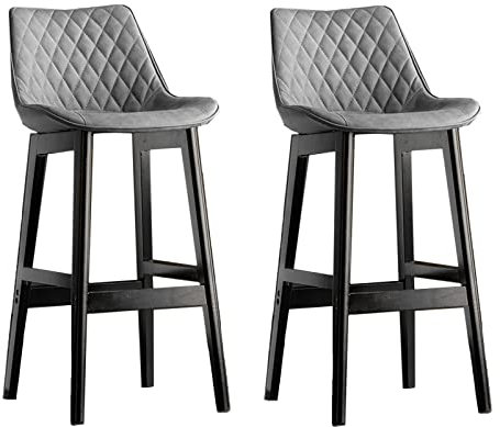 Familien-Barhocker, hoher Hocker, Theken-Barhocker, 2er-Set, gepolsterte PU-Leder-Holzstühle in Thekenhöhe mit Massivholzbeinen für die Küche und das Restaurant zu Hause (C 61 cm) Made in China