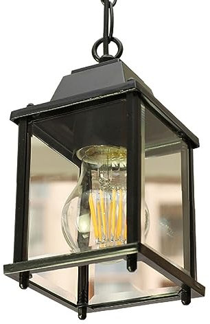 Lampe À Suspension Réglable En Hauteur Extérieure Rétro Extérieur/intérieur Lustre E27 Noir Étanche IP23 Métal Verre Abat-jour Suspension For Jardin Couloir Balcon Pavillon Villa
