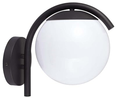 V-TAC VT-1150 Portalampada E27 sfera Opale e lampada da giardino colore Nero 200mm IP44-10420