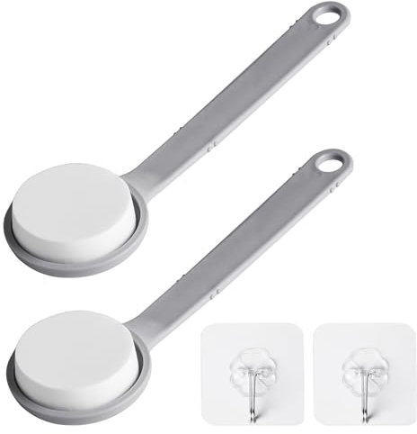 Aiuto Crema per Schiena, 2 Pz da 29.2cm Applicatore di Crema per Schiena, Spazzola per il Bagno con Manico Lungo, Applicatore di Lozione Solare per Bambini, Donne, Uomini