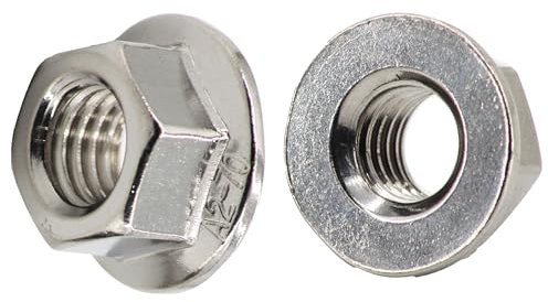 OPIOL QUALITY® Flanschmuttern M6 (100 Stück) ohne Sperrverzahnung aus Edelstahl A2 DIN6923 Flansch Sechskantmutter Glatt Bundmuttern