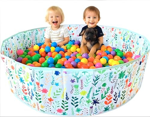 NUBUNI Faltbares Bällebad 120 cm | Kinder Bällebad | Bällebad für Kinderspielplatz | Baby Bällebad | Bällebadpark | Blumen Pool | Bälle Nicht enthalten