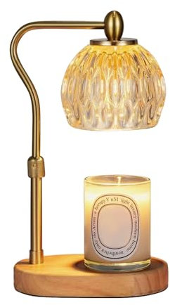 jackfru Lampada scaldabagno, lampada con timer e dimmer, scaldabagno, candele profumate regolabili in altezza, scaldabagno con 2 lampadine da 50 W per candele profumate in vetro, senza fiamma
