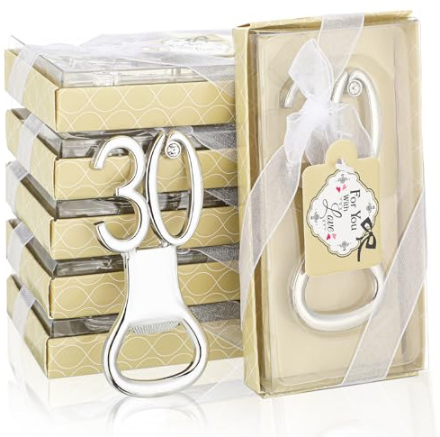 Gerrii 24 Pcs 30th Birthday Bottle Opener Party Favors for Guests | Silver Metal Beer Wine Opener with Gift Box, Anniversary Souvenirs, Wedding Favors, Practical Keepsake for Guests