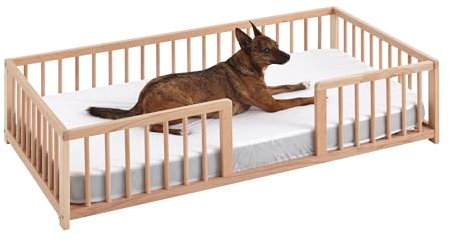 Nature CoolDreams Hundebett für große Hunde, erhöht, aus Buchenholz