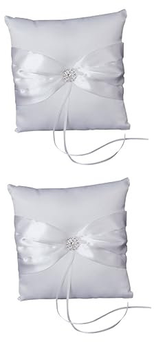 Cabilock 2St Schmuck Ringe Modeschmuckringe Körbe für Jungen hochzeitsdeko hochzeits Dekoration das Geschenk Brautgeschenke Brautringkissen Blumenmädchen Kopfkissen Blumenkorb Weiß