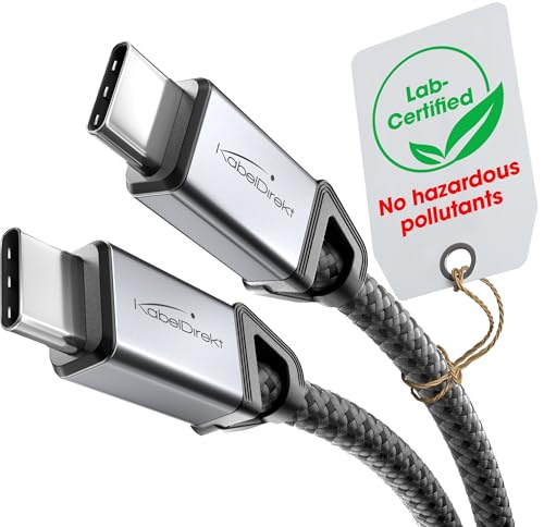 KabelDirekt – Câble USB-C pour Chargement Rapide – 0,6m, 60W | Charge les Téléphones/Ordinateurs Portables avec 60W, Câble de Charge/Données, Noir