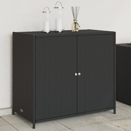 Rantry Mobiletto da Giardino Nero 83x45x76 cm in polyrattan