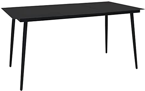 TEKEET Dieser Artikel: Garten-Esstisch, schwarz, 190 x 90 x 74 cm, Stahl und Glas, schön