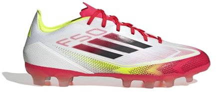 adidas(アディダス) Botines de fútbol Unisex F50 HG/AG NJV63, Calzado Blanco/núcleo Negro/Amarillo Solar (IE1275), 10.45 Pulgadas, Calzado Blanco Core Negro Solar Amarillo Ie1275, 26.5 cm