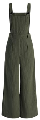 CIDER Corduroy Overalls for Women Wide Leg Jumpsuits Adjustable Straps One Piece Jumpsuit Dressy Trendy 2025, Green, Large