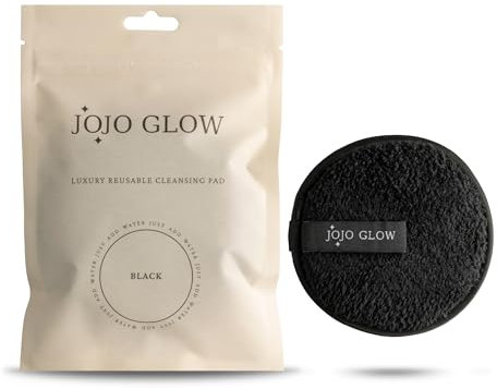 JoJo Glow Reusable Makeup Remover Pads (Pack of 1), Black – Microfibre Facial Cloths | Sustainable, Cruelty-Free, Chemical-Free Eye Makeup Removal with Water Only