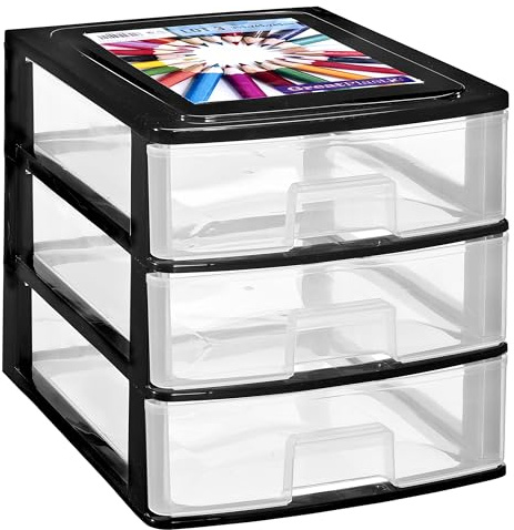 Schubladenbox DIN A4 mit 3 Schubladen 35,5x26,5x26,5cm Kunststoff Tower Box