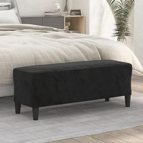 ShGaxin Samt Sitzbank schwarz 100x35x41 cm Eingangsbank Esszimmerbank Küchenbänke Umkleidebank Campingmöbel