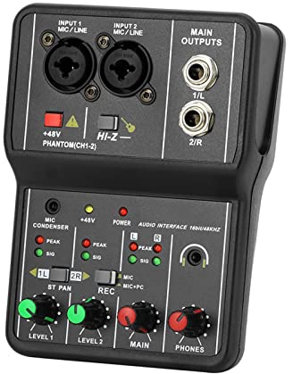 Table de Mixage DJ, Carte son d'interface avec Console de mixage de moniteur for ordinateur de chant d'enregistrement en Studio alimentation fantôme 48V PC
