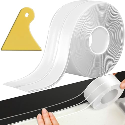 Plinthe souple autocollante, 18 m PVC, plinthe de finition pour cuisine 20x20 mm, plinthe autocollante pour cuisine et salle de bain 2x2 clair