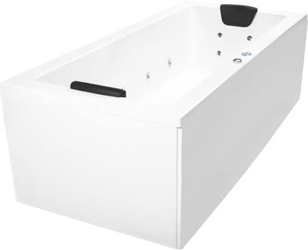 Supply24 since 2004 Whirlpool Badewanne Relax Profi – Made in Germany – Eckmontage (200x90 cm) – 24 Massage-Düsen, Heizung, Ozon-Desinfektion, Farblicht & Bluetooth-Radio – Ohne Armaturen