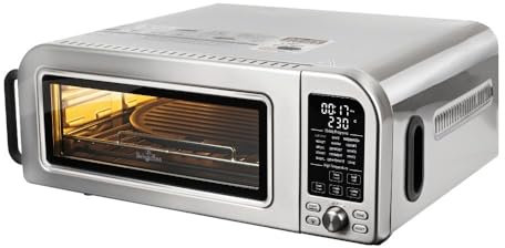 Four à pizza électrique 2000 W 18 l - Mini four à convection - 400 °C - Affichage numérique et plaque en pierre - Collection Matte Black