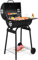 LEADZM Barbecue Charbon de Bois avec grande grille de cuisson，Voiture barbecue mobile - Fumoir en métal pour jardin et terrasse - avec table d'appoint et thermostat (103 x 52 x 86 cm)