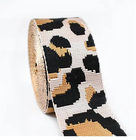 Gurtband 2/5 meter Leopard Nylon Gurtband 50mm Jacquard Band Taschen Gurt Sicherheitsgurt Rucksack Schrägband 1,5mm dick DIY Nähzubehör(RD915-A02,50mm-2Meters)