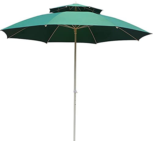 Parasol de terrasse double 2,15 m - Protection UV - Imperméable - Pour jardin, terrasse, piscine, plage, extérieur - Vert