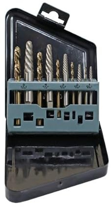 US PRO INDUSTRIAL M35 Cobalt Left Hand Drill Bit and Screw Extractor Set, 10-Piece, HSS with 5% Cobalt