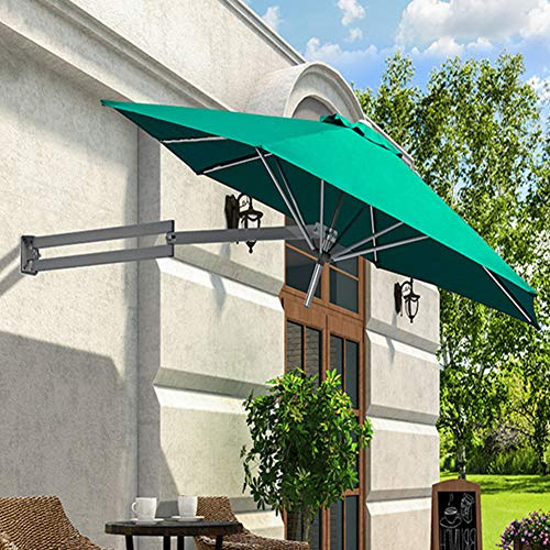 Parasol, Paraguas de Pared al Aire Libre de Patio montado de 7.5 pies con Poste Ajustable y ventilación, Ideal para Patio de balcón de jardín, Rojo