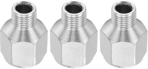 PATIKIL 1/8 to 1/4 Air Brush Hose Adapter, 3PCS 1/8 BSP Male to 1/4 BSPT Female Fitting Conversion Adapter Nipple Metal Connector for Air Compressors