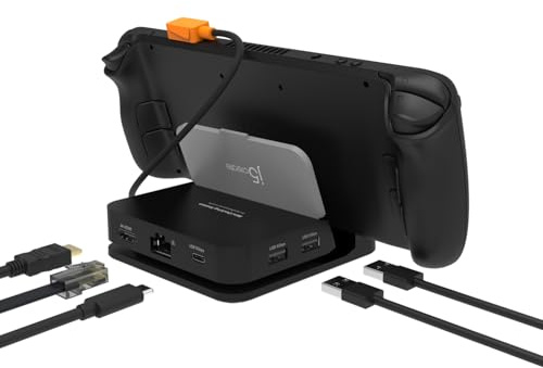 j5create Switch 2 Dock Station, Compatible with Steam Deck, ROG Ally, iPad | 4K@60Hz with 100W PD Charging, Gigabit RJ45 Ethernet, USB 3.2 Type A Port (JCD624)